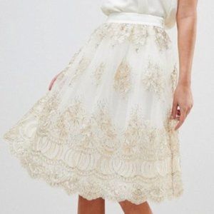 Chi Chi London Embroidered Skirt Tulle 12 ASOS